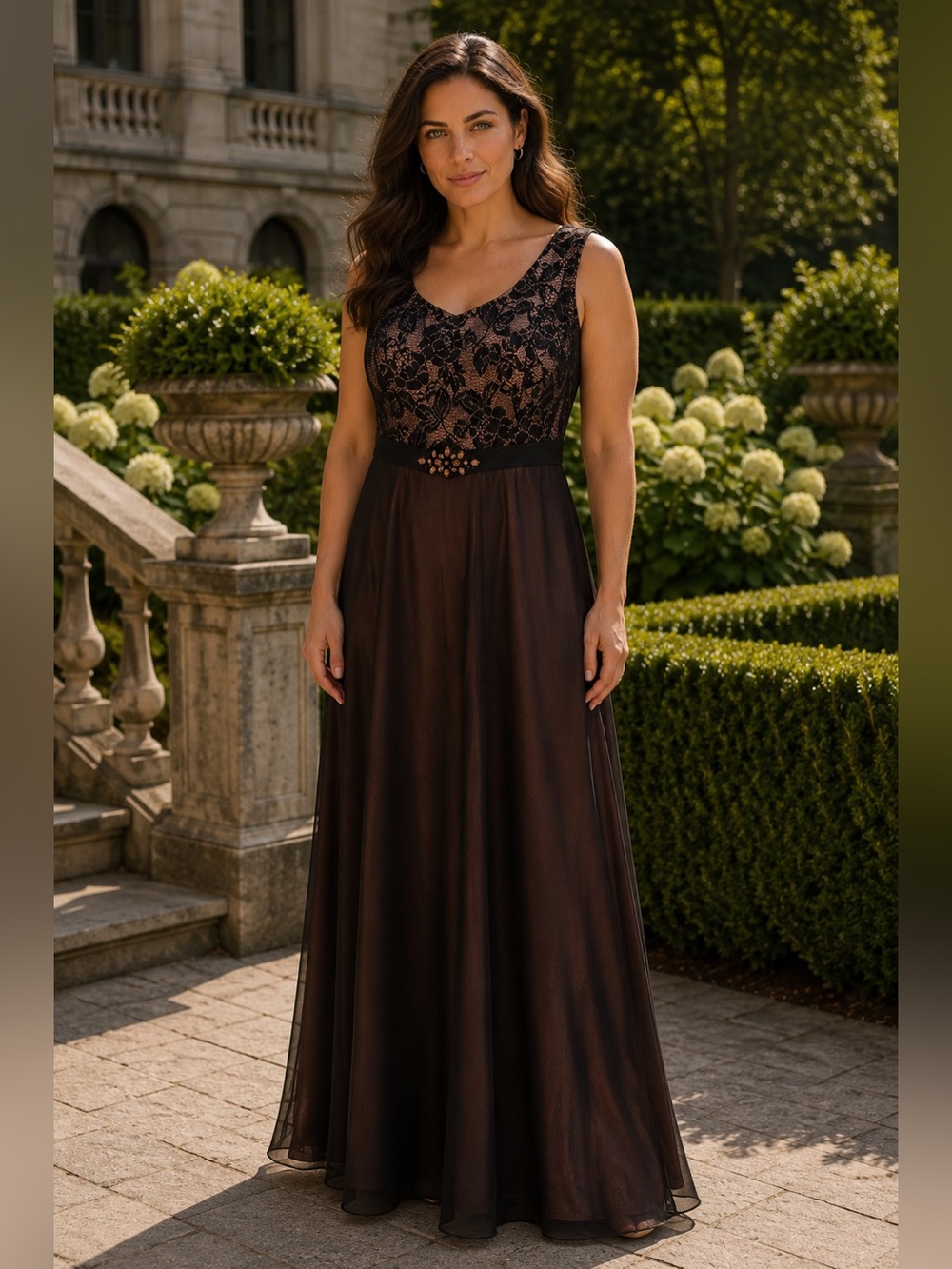 🐞Patra Black Lace Bodice Maxi Dress